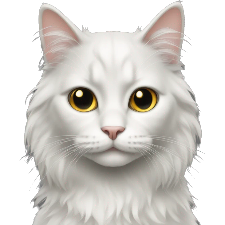 black cat domestic long-haired with white spot emoji