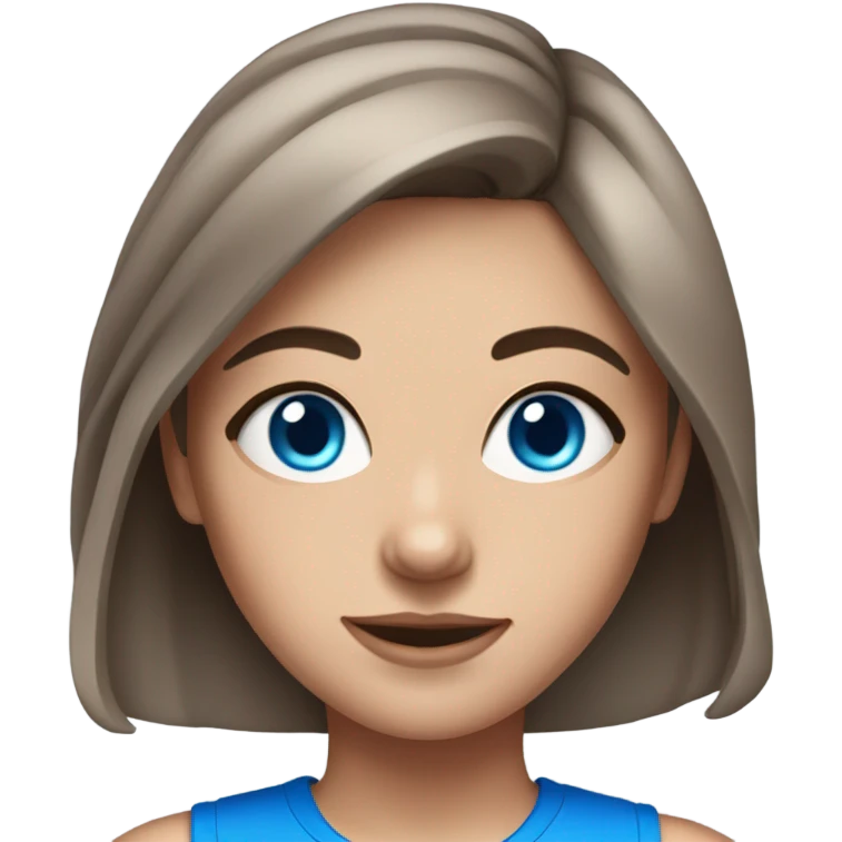 Realistic brunette girl with bright blue eyes wearing gym clothes  emoji