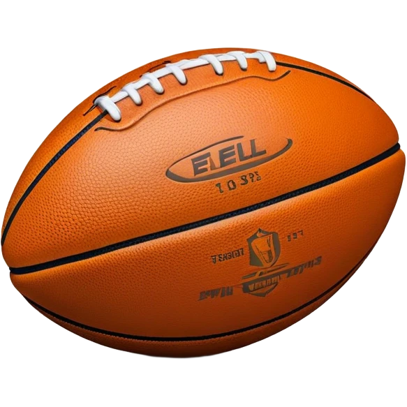 Cinematic Realistic image of an AFL ball with a rugged, textured leather surface and vibrant markings, rendered in rich detail with subtle signs of wear, set against a dynamic sports backdrop under energetic lighting emoji