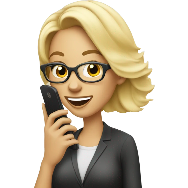 Beautiful Blonde woman wearing glasses calling on cell phone emoji