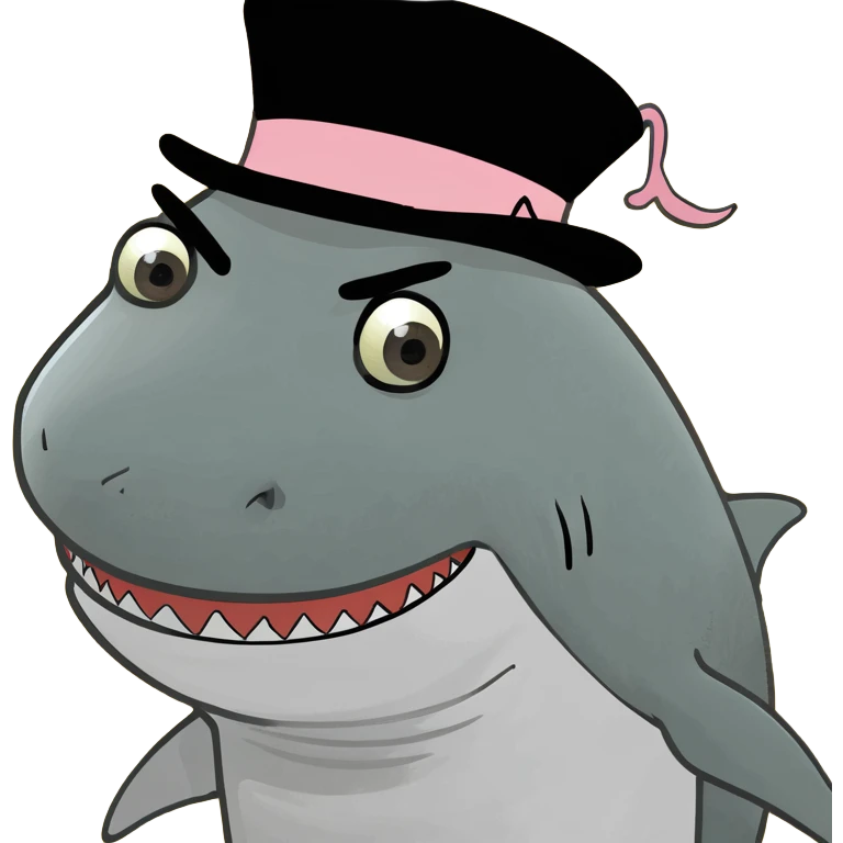 Shark with a top hat emoji