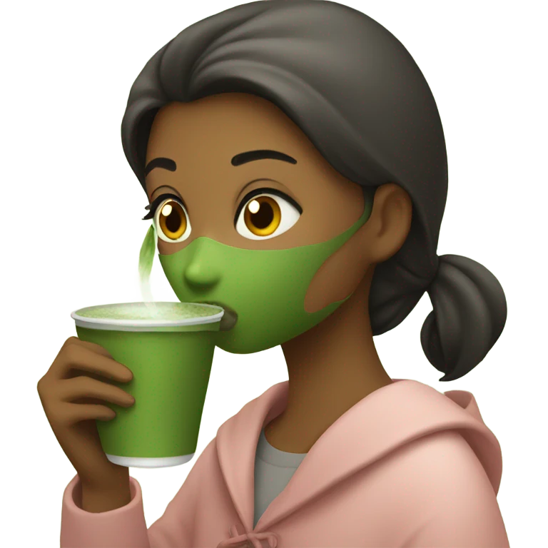 Girl drinking macha tea  emoji