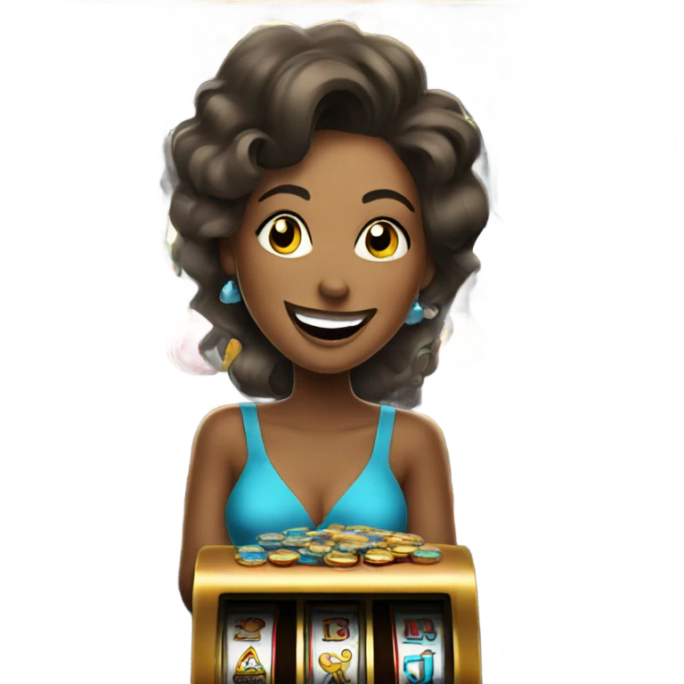 Lady winning at a slot machine  emoji