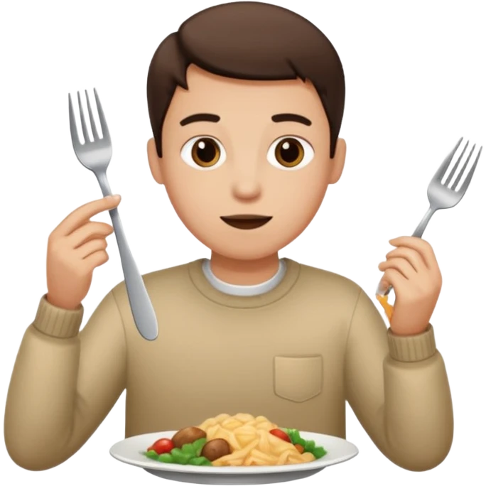 que no sea asiatica, que lleve ropa normal y esté comiendo cualquier comida, sin palillos chinos emoji