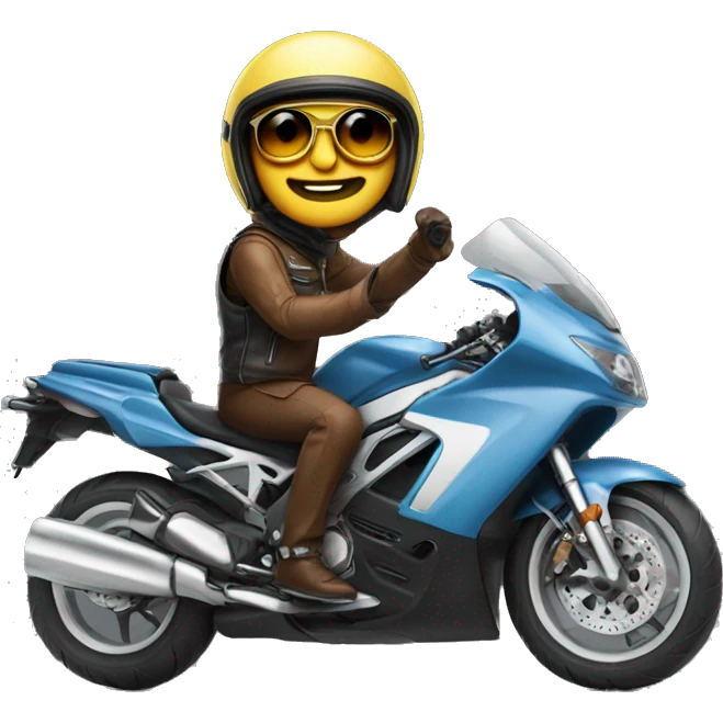 A trttle on a motorbike with a jet helmet nd glases emoji