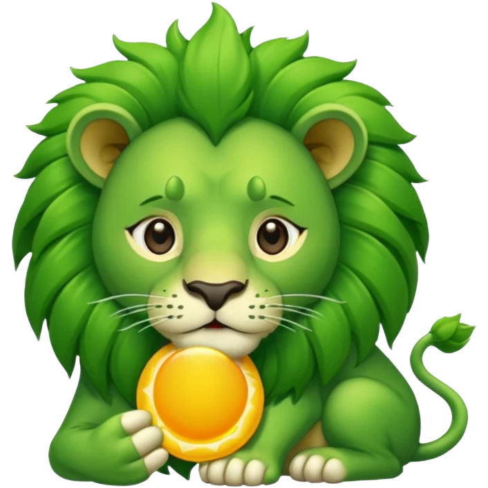 Majestic green lion eating sun emoji