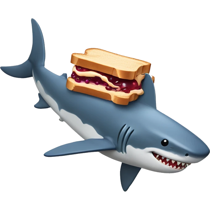 Peanut butter, jelly sandwich, riding a shark emoji