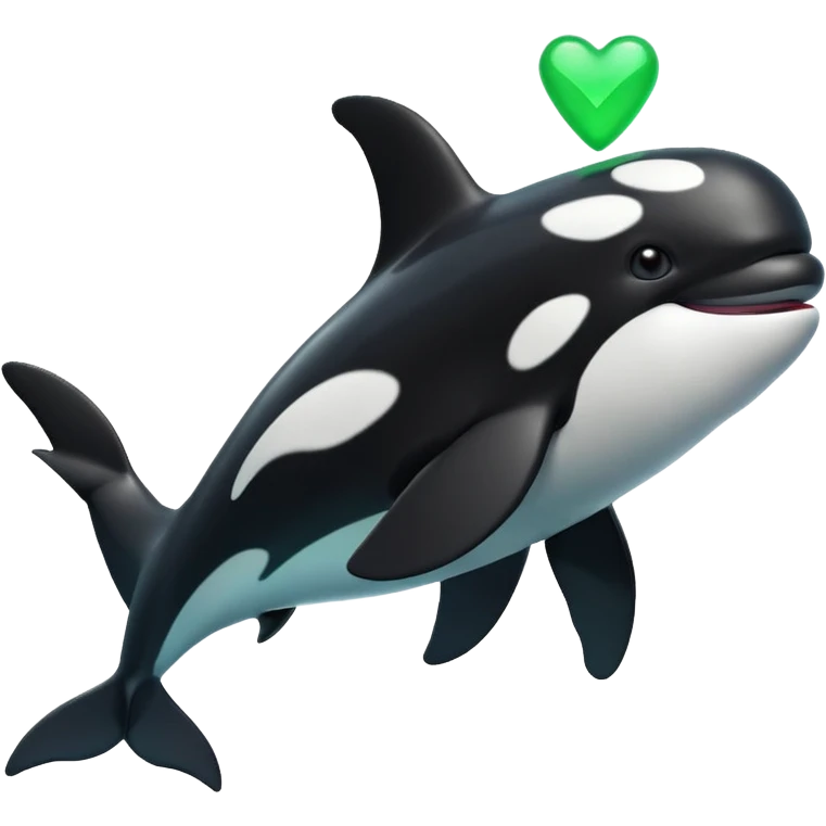 3d Cartoon orca with a green tick icon next to it emoji