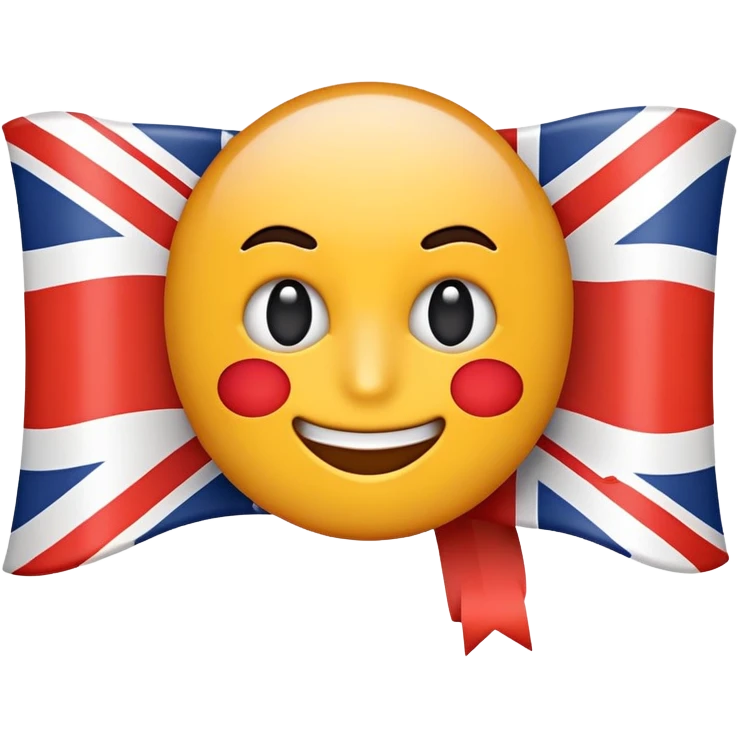 A cartoonish emoji representing English language priority, with the English flag and number 1 symbol emoji