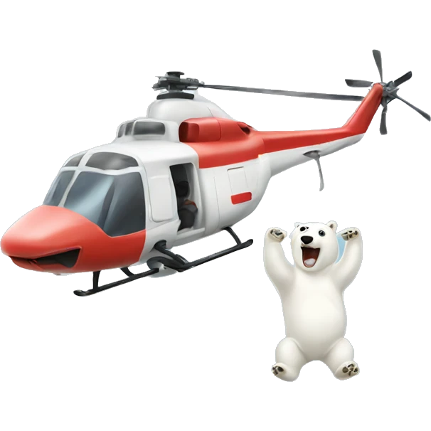 helicopter air lifting a polar bear emoji