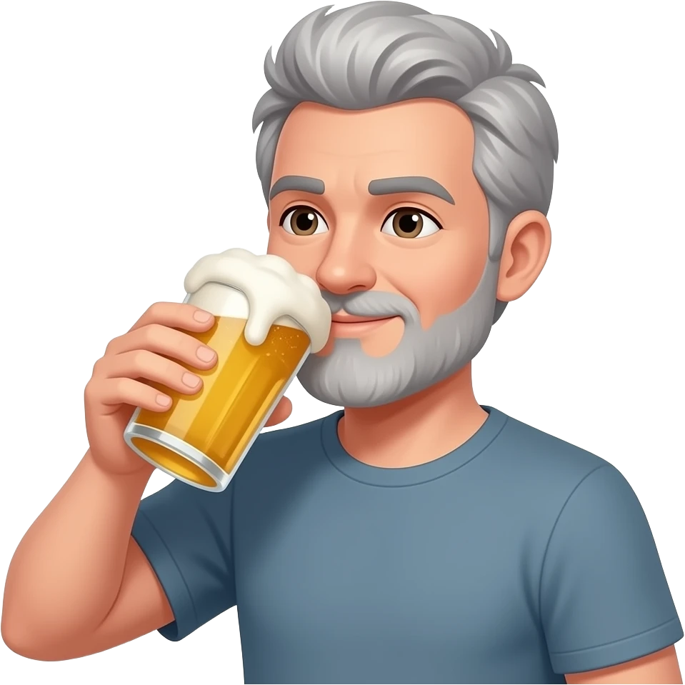 Beer drinking man gray and white hair and beard emoji