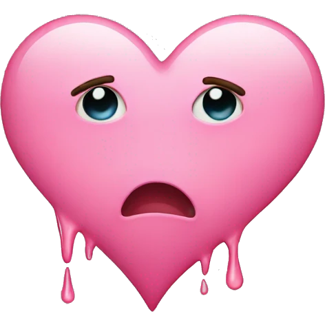 Crying pink heart emoji