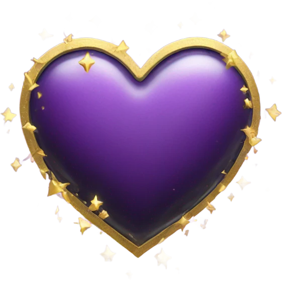 Purple Heart with black little clouds like frame with golden and silver sparks emoji