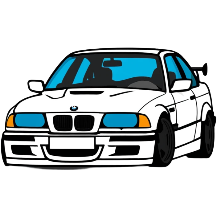 BMW E36 car with a mustache emoji