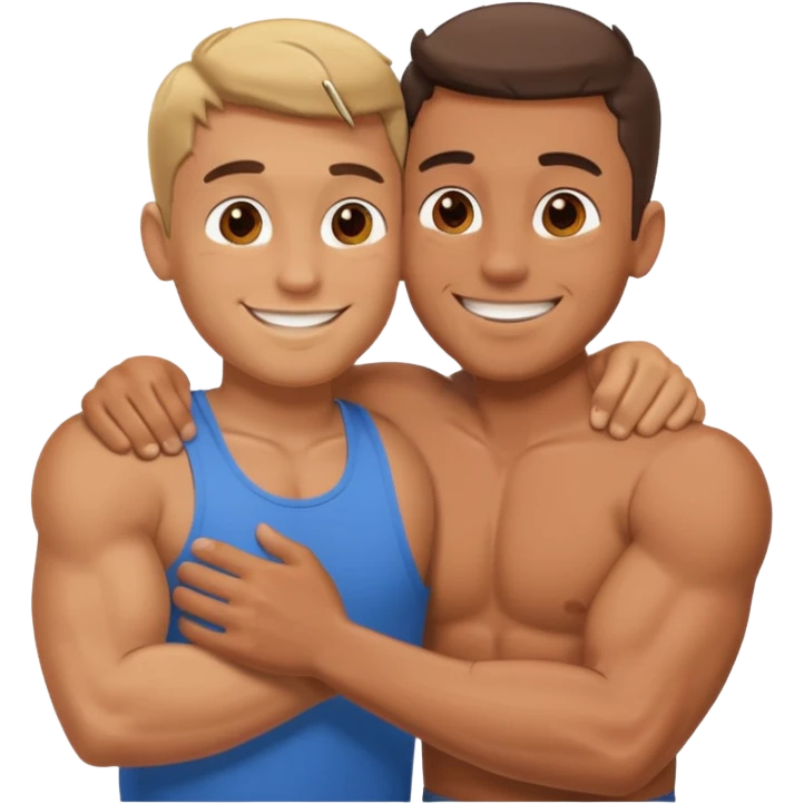 two guys naked and hugging  emoji