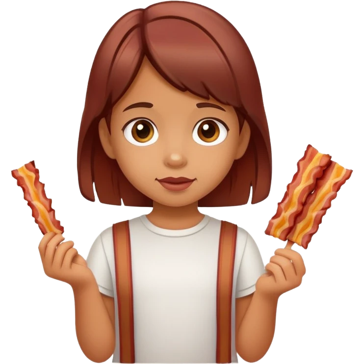 little girl holding bacon emoji