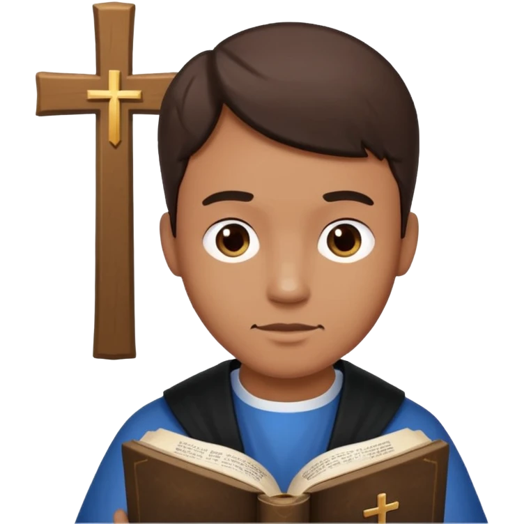 Guy who reads Bible with cross on it emoji