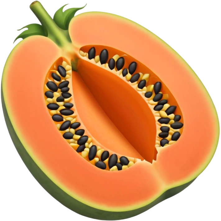 papaya fruit cut showing seeds emoji