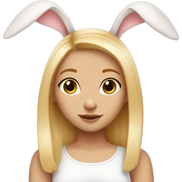 Bunny, light skin girl with blond hair, bunny ear emoji