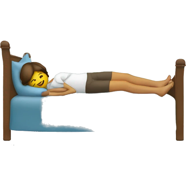 Laying on bed with feet up behind emoji