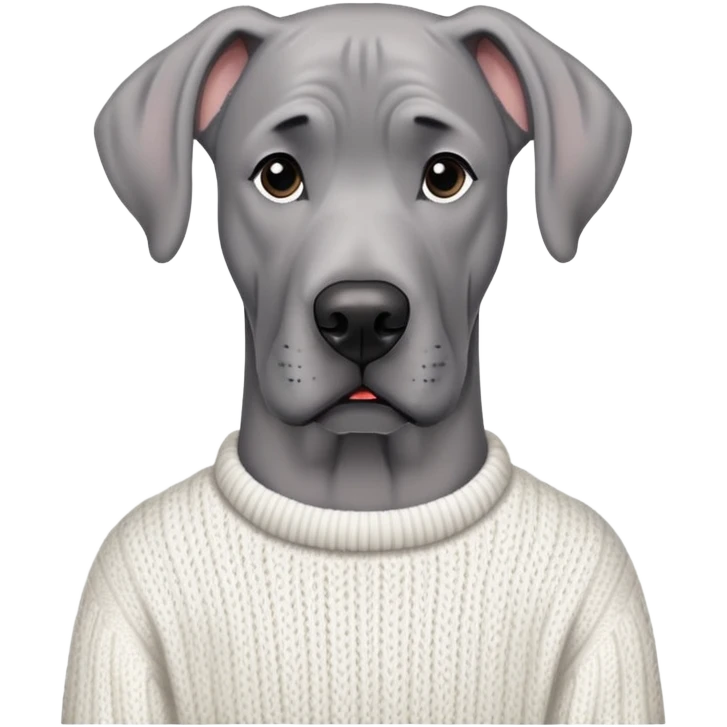  Realistic Grey Great Dane wearing a white knit sweater  emoji