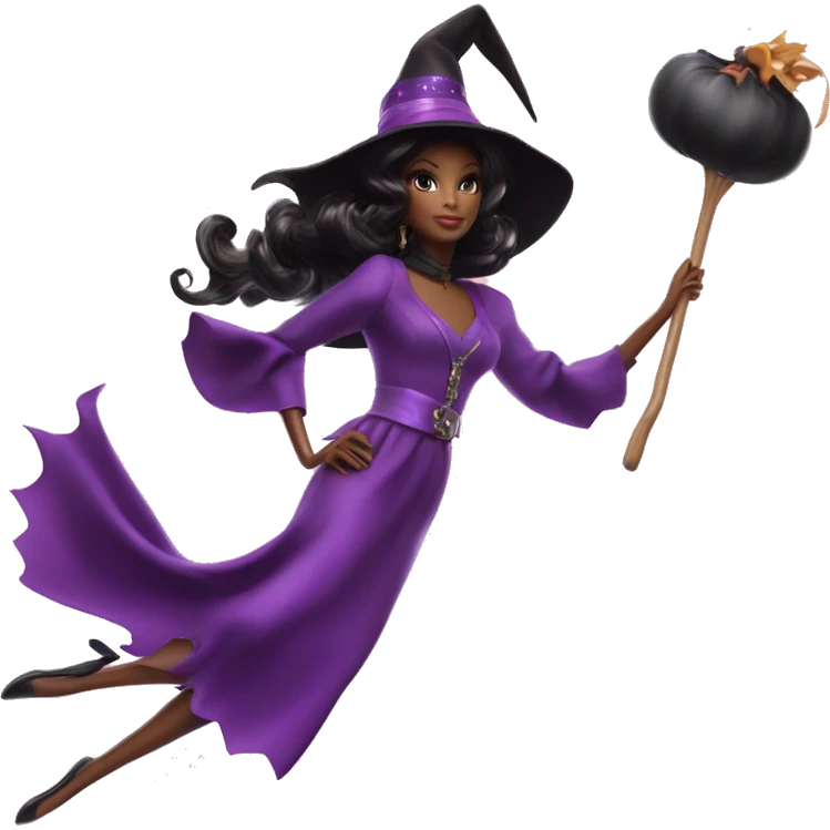 three photogenic silkstone Barbie witches enchanted TV series flying on broomstick s emoji