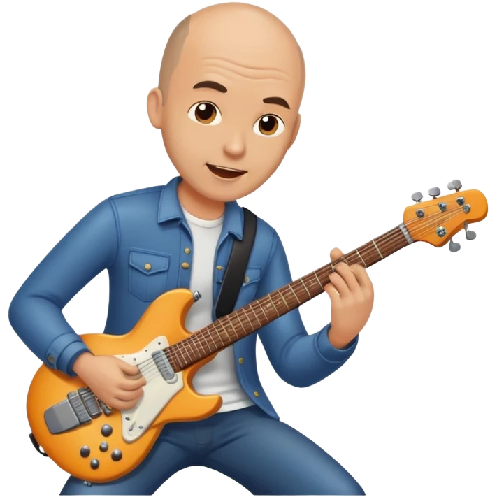 balding Man playing electric guitar  emoji