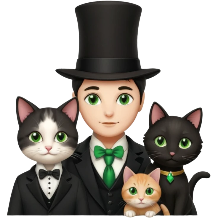 magician couple and their pet cat emoji