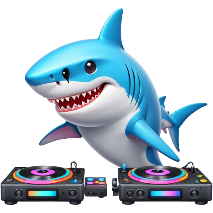 Shark dj with turn tables  emoji