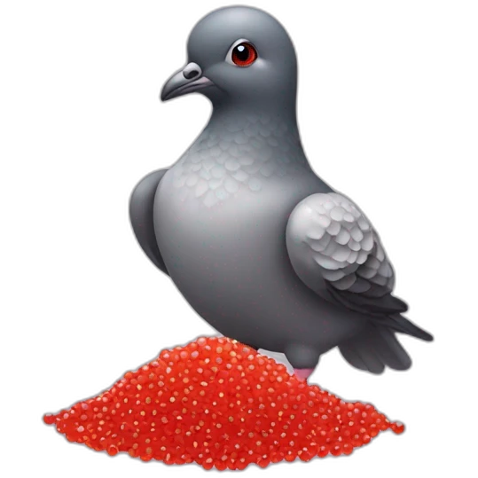 pidgeon with red caviar in hand emoji