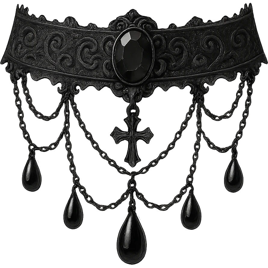 a black goth choker, detailed, elegant, with dark gothic elements emoji