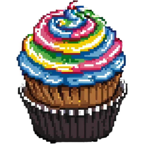 cupcake with rainbow swirl icing emoji