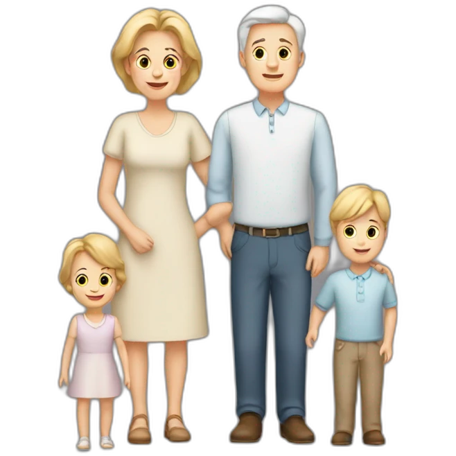 A white family with a mother-a father-two boys twins-old sister emoji