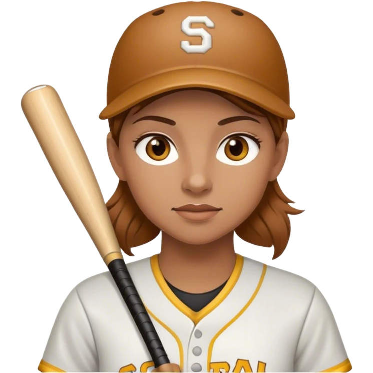 female softball player with light brown hair and hazel eyes emoji
