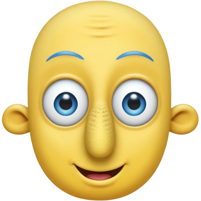 Bob esponja con nariz larga pestañas grandes sin cejas y con los ojos azules emoji