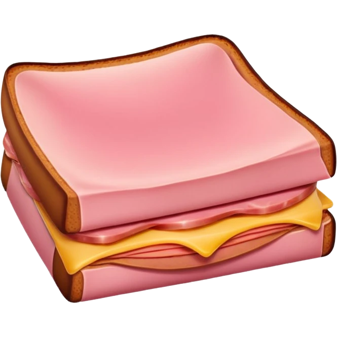 single slice of pink bologna folded in half, emoji style emoji