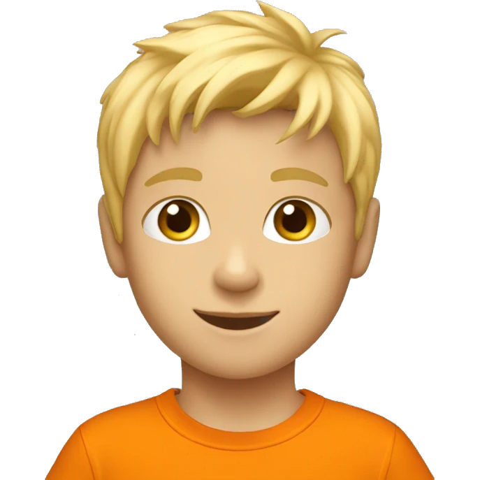 blonde kid dance with orange t shirt  emoji