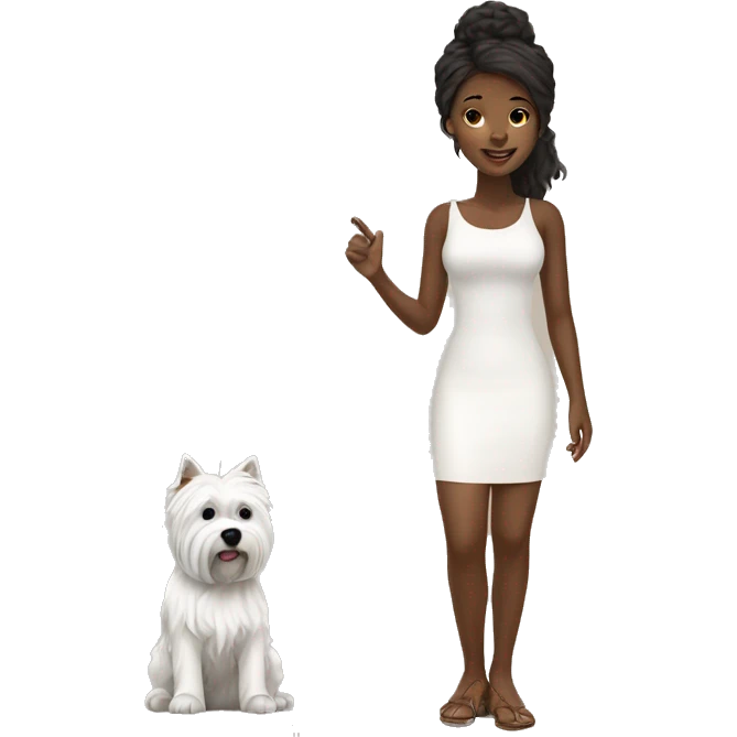 black girl with a west highland terrier emoji