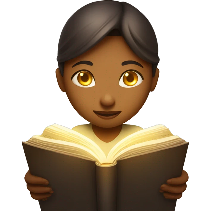 A girl reading the Bible with light coming from it emoji