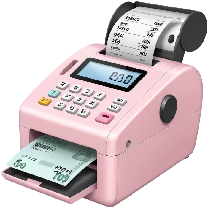Light Pale Pink receipt machine portable for TAX emoji