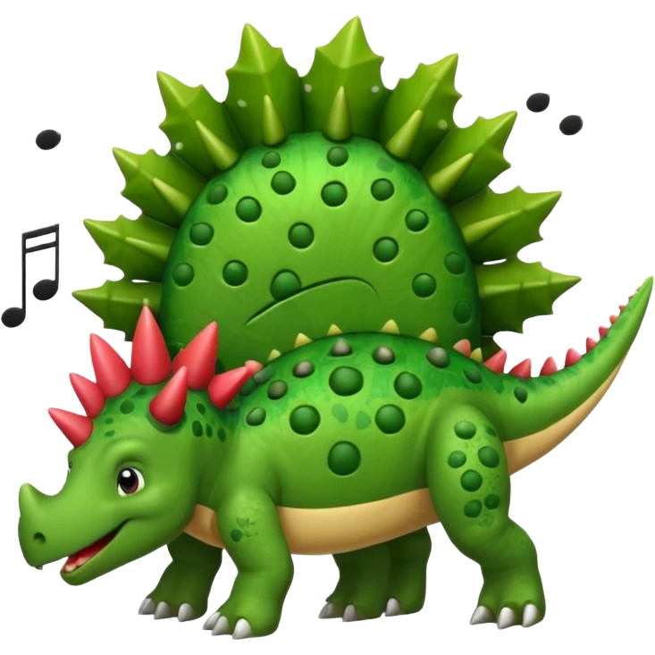 cartoon stegosaurus with music notes funny face emoji