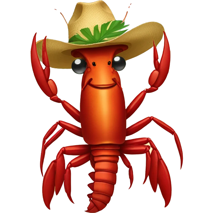 Crawfish wearing a palm leaf cowboy hat emoji