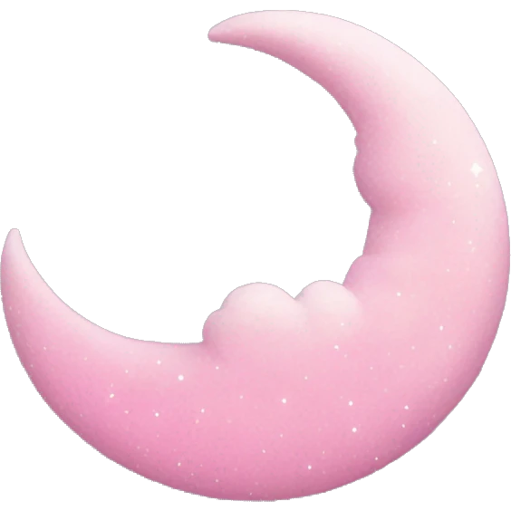 Pink crescent moon with sparkly white clouds emoji