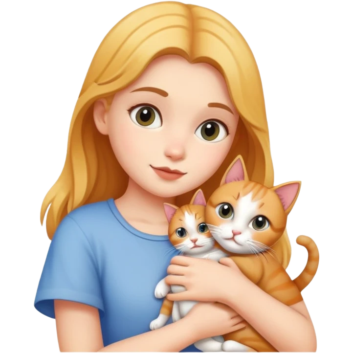 Girl holding two cats emoji