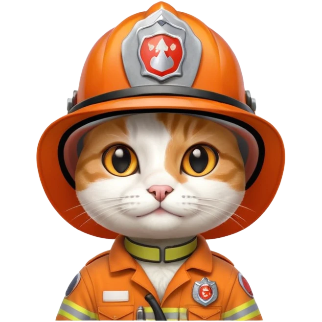 Cat firefighter, uniform including helmet of uniform emoji