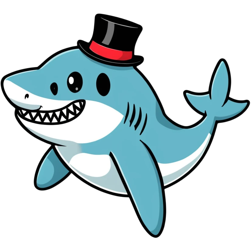Shark with a top hat emoji