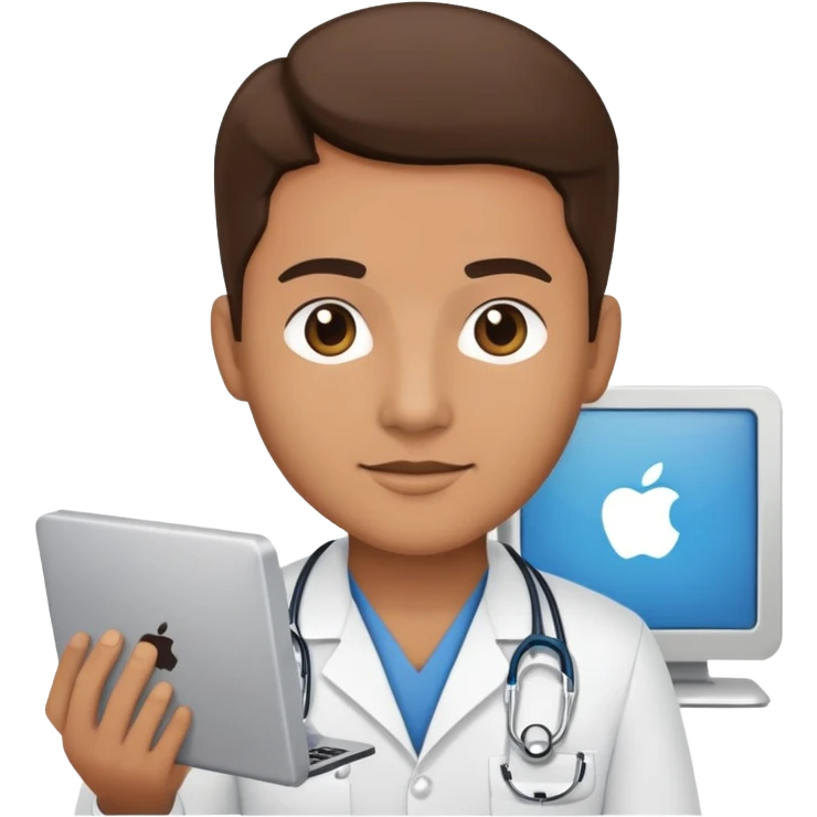 Hospital IT technician with computer emoji