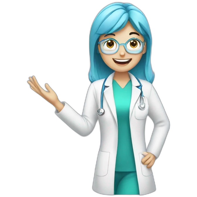 Smart dentist girl waving emoji