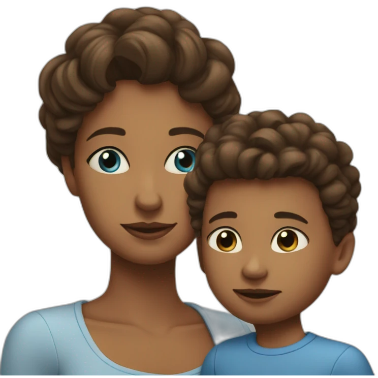 Mother love son white skine blue eyes emoji