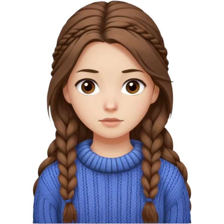Chica blanca de pelo castaño ojos oscuros atractiva y con jersey de invierno pelo muy largo recogido con unos mechones saliendo emoji